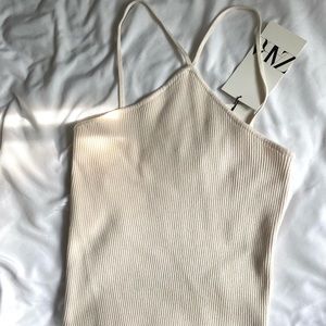 NWT cream Zara knit top